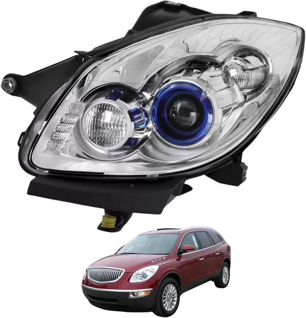 munirater Headlight HID Headlamp Assembly Left Side Replacement for 2008-2012 Enclave w/o AFS DRL