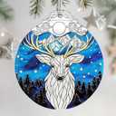Christmas Ornaments: Stained Glass Ornament, Christmas Tree Ornament, Hanging Ornaments for Home Decor & Xmas Tree Decorations Exquisite Holiday Decor, Gifts & Holiday Present - Deer