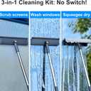 3-in-1 Window Squeegee for Home - 60" Window Cleaning Kit with 3 Microfiber Cloths & Screen Brush, All-in-1 Cleaner Tool for Outdoor Windows, Glass Door & Screens, Lightweight & Easy Storage