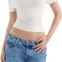 SUUKSESS Women Off The Shoulder Short Sleeve Tops Trendy Cowl Neck Going Out Basic T Shirt (Brown, S)