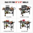 Outdoor Grill Table, Portable Grill Cart with Storage and Wheels, Fits 17/22 Inch Blackstone Griddle, Ninja Grille & More, Outdoor Grill Station for Camping, Patio, Backyard & Tailgating