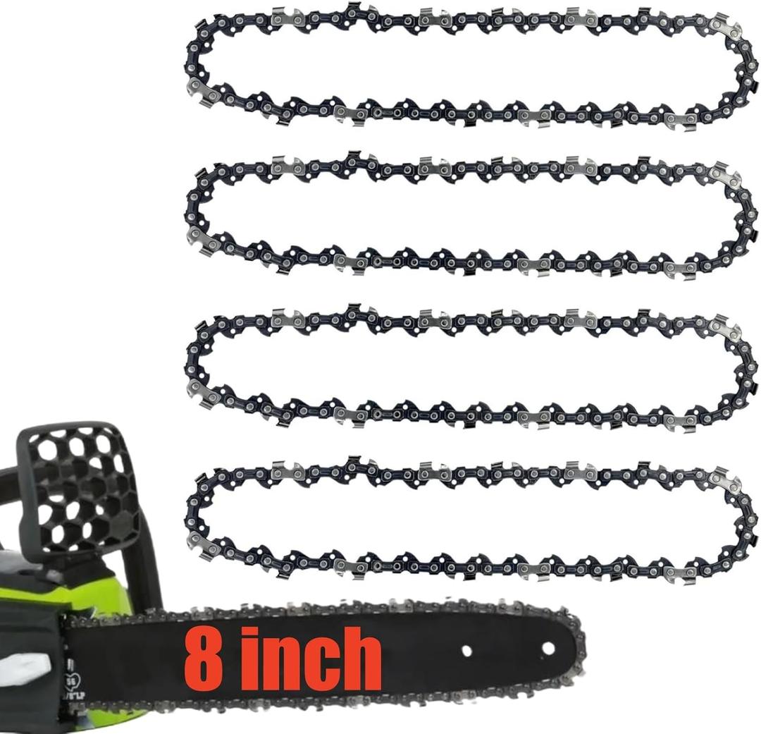 4Pcs 8 inch Chainsaw Chain 3/8" LP Pitch .050" Gauge 33 Drive Links Chain Saw Chains Fits for Portland Pole Saw 62896 Kobalt, ChainSaw Blade for Greenworks Sunjoe Swj800e Oregon S33 Chicago