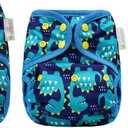OsoCozy One Size Cloth Diaper Covers - Adjustable Snap Fit & Double Leg Gussets for Baby Boys & Girls from 8-35 Pounds. Use with Prefold, Flat or Fitted Cloth Diapers.