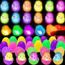 12 Pack Easter Eggs Filled Chick LED Puffer Balls,LED Light Up Toys Stuffers Stress Relief LED Ball for Kids Easter Egg Hunt Filling Treats Easter Basket Stuffers Easter Party Favor