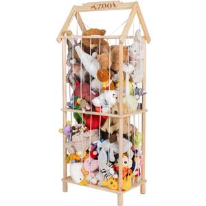 Stuffed Animal Storage, Wooden Stuffed Animal Holder Stuffed Animal Zoo Organizer Cage with Large Capacity, Using for Storing Plushies on Nursery Playroom Bedroom Decor Corner Stuffed Animal Storage, Wooden Stuffed Animal Holder Stuffed Animal Zoo Organizer Cage with Large Capacity, Using for Storing Plushies on Nursery Playroom Bedroom Decor Corner