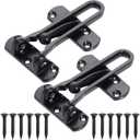 Topbuti Home Security Door Lock, 2 Pack Latch Guard Clasp Front Door Locks for Kids, Home Reinforcement Lock for Swing-in Doors, Hotel Door Latches, Thicken Solid Aluminium Alloy (Black)