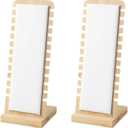 2PCS Natural Color Body Bamboo Jewelry Necklace Display Stand with White Leather Soft Mat Necklace Pendant Tabletop Display Holder for Home Selling Shows