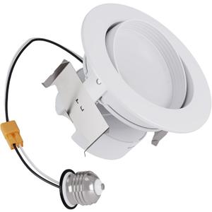 HALO RA 4 inch LED Recessed Light Trim with Adjustable Gimbal, Selectable Lumens and Selectable Color Temperature, Dim-to-Warm Feature, Damp Location Rated RA4LS9FSD2W1EWH