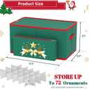 MODFUNS Christmas Ornament Storage Box Christmas Ornament Organizer Storage Box with Adjustable Dividers Fits 72 of 3 Inch Ornaments 600D Oxford Fabric Holiday Ornament Storage Container (Green)
