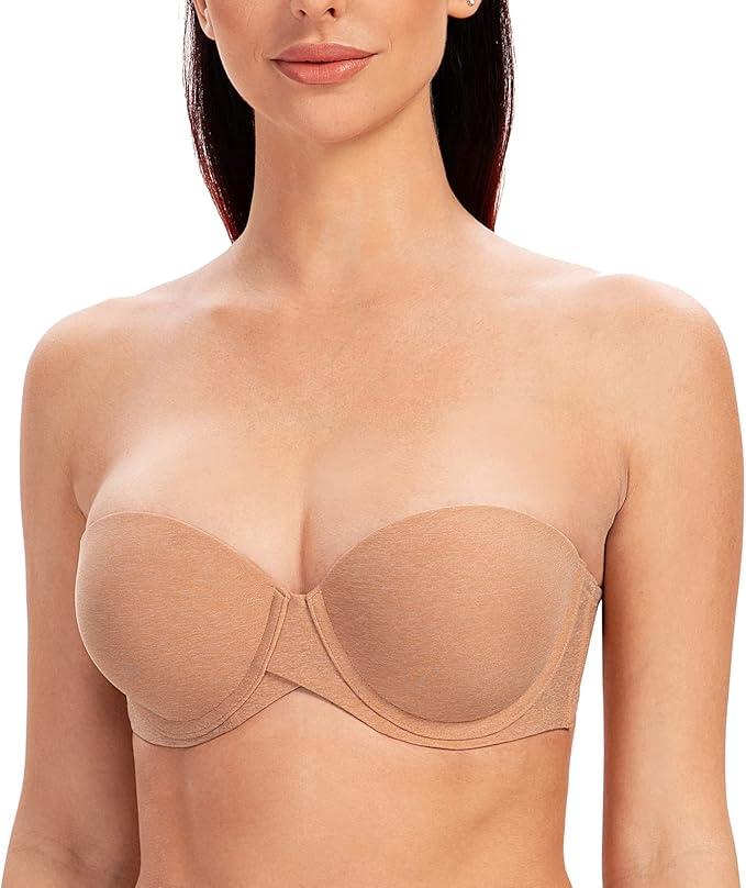 MELENECA Women's Underwire Smooth Multi-Way Uplift Padded Push Up Strapless Bra 44E