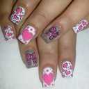 24Pcs Valentines Press on Nails Short Square Fake Nails with Pink Heart and Bow Designs, Glitter Heart Bow False Nails Full Cover Holiday Acrylic on Nails Stick on Nails for Women Party Nails