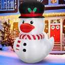 Leyndo 5FT Christmas Inflatables Decoration Outdoor Inflatables Duck with Build-in LEDs Lights Giant Blow Up Duck Wear Snowman Costume for Mall Garden Patio Lawn Indoor Party