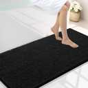 Smiry Luxury Chenille Bathroom Rugs 45x27, Extra Soft and Absorbent Shaggy Bath Mat, Machine Washable, Non-Slip Plush Carpet Runner for Tub, Shower, and Floor, Home Decor Accessories, Black