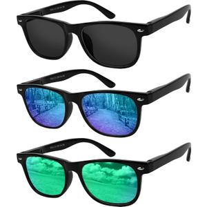Yogo Vision Kids Sunglasses Polarized Frame Sunglasses for Kids Boys Girls (3 Pack Age 3-10)