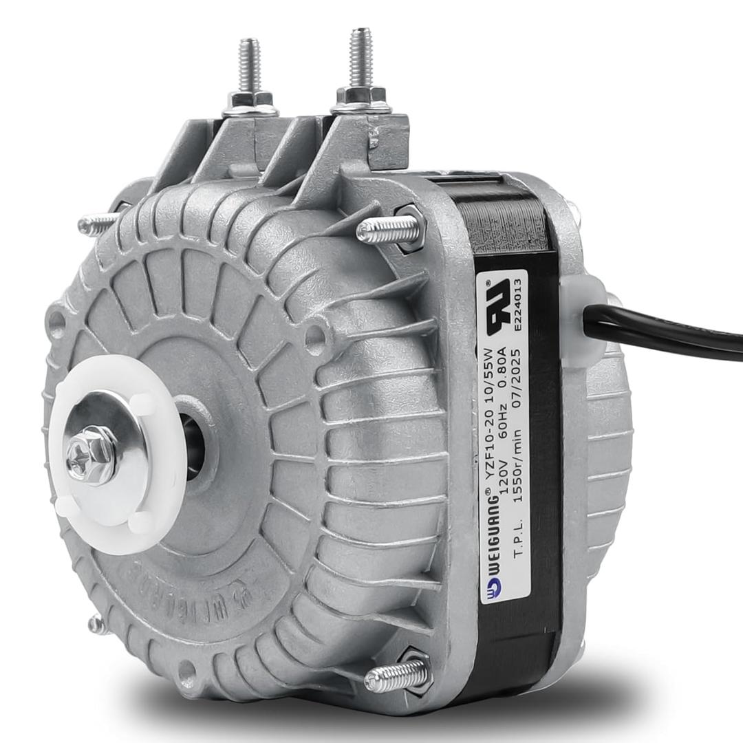 YZF10-20 Fan Motor, 120V 10/55W 0.8A 60Hz 1550rpm Shaded Pole YZF10-20 Condenser Fan AC Motor Replacement Parts for Refrigeration Equipment, Radiator Evaporator Freezer, Small Ventilation Equipment