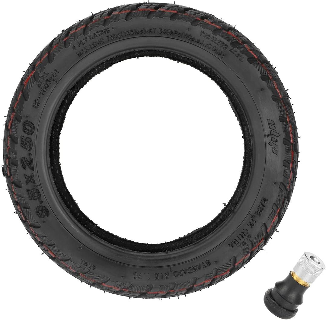 9.5 x 2.5 9.5-inch Rubber Explosion-proof Tubeless Tire + Straight nozzle Replace for NIU Kick Scooter KQi3 Sport/Pro/Max Electric Scooter Tyre Parts
