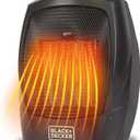 BLACK+DECKER Personal Ceramic Heater, Space Heater for Office Desk, Home Office & Personal Use Desk, 2 Heat & Fan Only Settings, Adjustable Thermostat, BHDC201, Black
