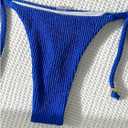 SHENHE Women's Sexy Brazilian Thong Bikini Set Halter Triangle Side Tie String 2 Piece Swimsuits (Blue, Small)