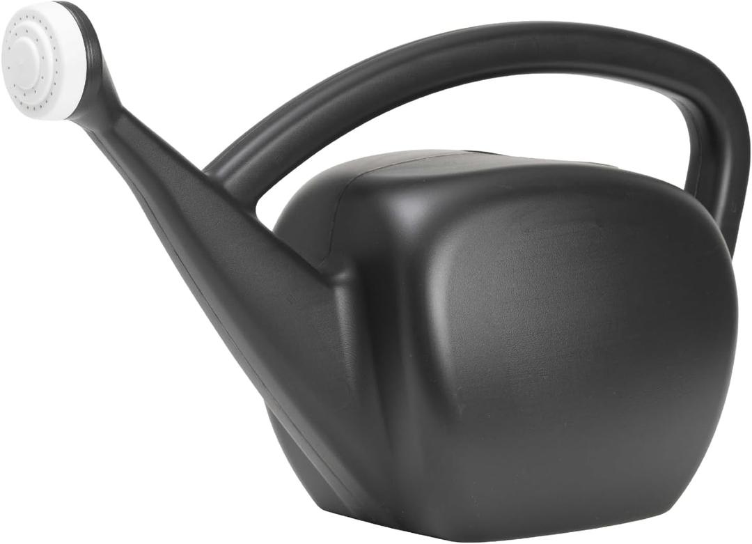 Root & Vessel 2 Gallon Watering Can Outdoor, Made in USA, Large Fill Hole & Long Spout & Handle for Ease of Use, Removable Nozzle, Outdoor & Indoor Use, Black
