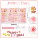 24 Pcs 60th Birthday Decorations for Women, Back in 1966 Party Supplies, Pink Gold 60th Birthday Banner Backdrop Hanging Swirls Balloons Honeycomb Centerpieces Sash