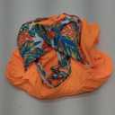 B2prity Women Cutout One Piece Skirt Swimsuit V Neck Wrap Tie Back Swimdress Tummy Control Bathing Suits (Large, Orange,floral)