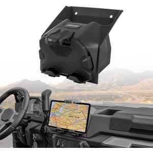 Electronic Tablet Phone Mount Holder Compatible with Polaris Ranger XP 1000 / Crew XP 1000 Diesel 2018-2025 GPS Device Mount with Storage Box UTV Accessories
