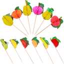 100 Pieces Cocktail Picks Paper Fruit Honeycomb Food Sticks Skewers Christmas Toothpicks for Appetizers Drink Garnish Luau Cake Tropical Margarita Party Decorations Bar Accessories 4 Inch Long