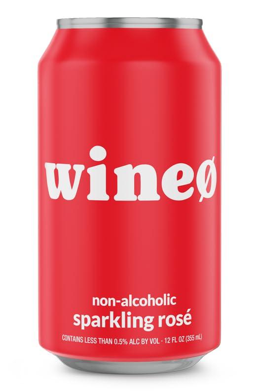 WineO Non Alcoholic Wine Sparkling Ros, Non-Alcoholic Wine, Low-Calorie, Low-Carb, Low-Sugar, Antioxidants, Hints of Ripe Cherries, Citrus, and Oak, 4-Pack (12 oz. cans)