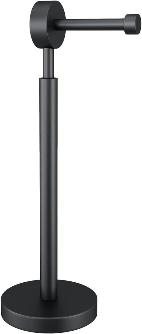 YUMORE Toilet Paper Holder Stand,Freestanding Bathroom Metal Black Matte Tissue Roll Holder for Modern Bathroom