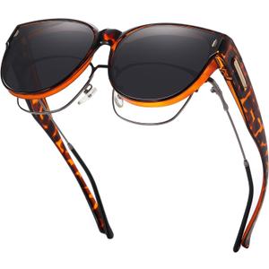HAOLOTA Fit Over Glasses Sunglasses for Women, Large Polarized Driving Sunglasses Trendy Cat Eye UV400 Protection