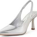 GENSHUO Women's Slingback Kitten Heel Pointed Closed Toe Stiletto Pumps Slip on Elastic Strap Wedding Party Dress Sandals Shoes (9)