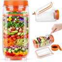 Saladkind Salad Pod Salad Jar with Side Opening Leakproof Salad Container Reusable Meal Prep Jar for Layered Salads Fruit Parfait for Work Gym Travel (Orange)