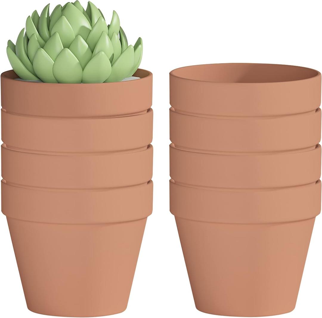 Fcacti Terra Cotta Pots with Drainage Hole - 8 Pack 4.6 Inch Clay Pot Ceramic Pottery Planter Cactus Flower Pots Succulent Pot, Great for Indoor Outdoor Plants, Crafts and Wedding Favor
