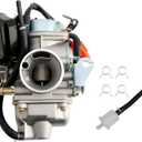 PD24J Carburetor, Compatible with 4-Stroke Engines GY6 125cc 150cc 152QMJ 157QMI ATV Quad Bike 4 Wheeler Dune Buggy Go Kart Moped Scooter Manifold Intake 24mm Carb
