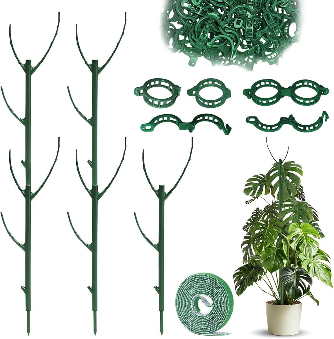 5pack Adjustable Plant Support Pole  Stackable Indoor/Outdoor Support Pole with Clamps, Suitable for Supporting Monstera and Climbing Plants, Garden Accessories, Perfect Replacement for Plant Stakes