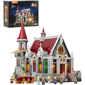 LUMIBRICKS Medieval Castle Banquet Hall Lighting Building Bricks Set - Middle Ages City Town Modular Collection Display Kit with Minifigures 3232 Pcs for Adults & Teens