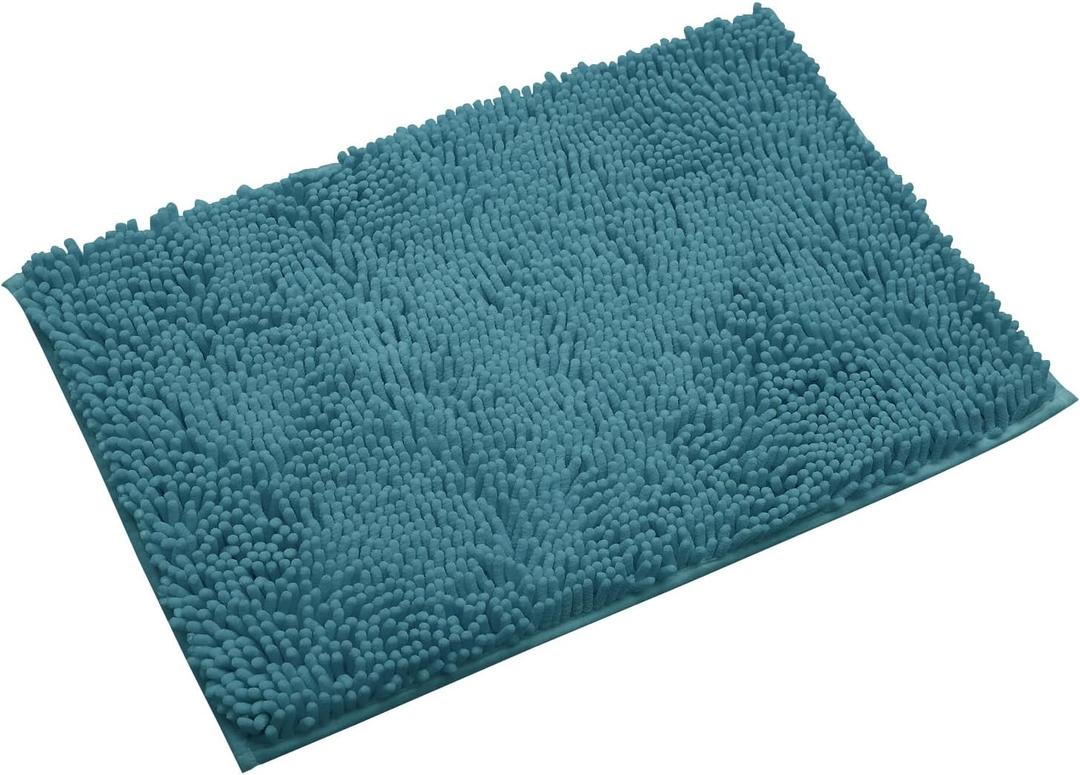 Non-Slip Bath Rug,Extra Soft Microfiber Bedroom Shag Carpet with Anti-Slip Backing,Water/Dust Absorbent Fast Dry Shower Mat,Sound Insulated Stairs Pad,Machine Washable (Turquoise,12 x 19 Inches)