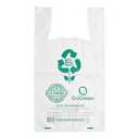 50 Count Biodegradable & Reusable T-Shirt Bags with Handles — Extra Heavy Duty 57 Micron (2.25 mil) White Shopping, Retail, Food Trucks & Restaurant Bags, 11.5" x 6.5" x 21" Eco Friendly