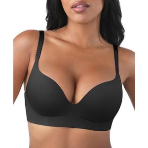 FeelinGirl Wireless Bras Comfortable Push Up Bra Full Support Lift Bralette Seamless Tshirt Bras (Black)