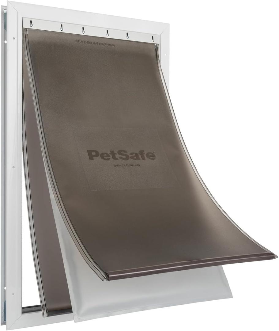 PetSafe Extreme Weather Aluminum Dog Door for Exterior Doors - Most Energy Efficient Pet Door - 3 Flaps for Insulation - for Large Dogs