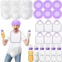 6 Sets Bottle Chug Baby Shower Games Juegos Para Plastic Baby Bottles Bibs Hat Disposable Diapers Gender Reveal Games Baby Changing Diaper Race Game Decoration (Purple)