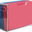 DINGHUO Legal Size File Organizer, Acrylic Protable Hanging File Organizer with Handles, Clear Storage File Folder Holder Filing Box Crate for Desk, School, Office Supplies - 1 Pack