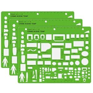 Maitys 3 Pcs Crime Scene Drawing Template Explore Crime Scene Processing Techniques Includes Furniture and Plumbing Cutouts for Accident Reconstruction