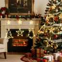 JMEXSUSS Christmas Window Lights Indoor, Christmas Lights Battery Operated with Suction Cup, Jingle Bell & Xmas Tree & Star Hanging Light for Window Wall Holiday Party Decorations