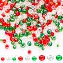 Kigeli 1350 Pcs Christmas Crystal Beads for Jewelry Making AB Bulk Faceted Glass Gemstone Beads for Christmas DIY Necklace Bracelet Earring (Red, Green, White, 4/6/8 mm)