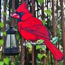 2 Pack Solar Lanterns Outdoor Decor Solar Bule Jay Lanterns Solar Cardinal Redbird Lights Metal Stake Yard Garden Decor Art Figurine Waterproof LED Lights Gifts for Mom Grandma Women (Red Bird)