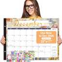 Gannyfer Desk Calendar 2026, Large 2026 Desk Calendar, 22" x 17" 18 Month Yearly Calendar 2025-2026, Thick Paper with Corner Protectors, 2026 Calendar for Home, School, or Office - Colorful Floral(6 Stickers)