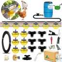 Complete Set Pipeline Automatic Chicken Waterer System, Innovative Quick-Connect Water System with Large Size Water Cups Removable and Washable, 18ft Pipeline and Float Valve (Yellow, 6Cup)