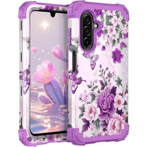 TEECOVER Heavy Duty Case for Samsung Galaxy A17, Violet | Shockproof Full-Body Drop Protection Hard Plastic Bumper + Soft Silicone Rubber Protective Case for Women Girls.