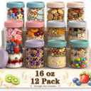 Overnight Oats Containers with Lids, Mason Jars 16 oz, Glass Storage Jars